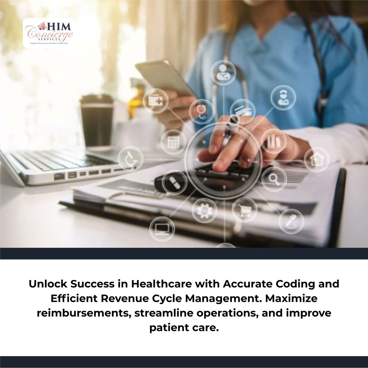 TheHIMConcierge's tweet image. 🔍 Unlock Success in Healthcare with Accurate Coding and Efficient Revenue Cycle Management. Maximize reimbursements, streamline operations, and improve patient care.
#HealthcareIndustry #AccurateCoding #RevenueCycleManagement #EfficiencyMatters