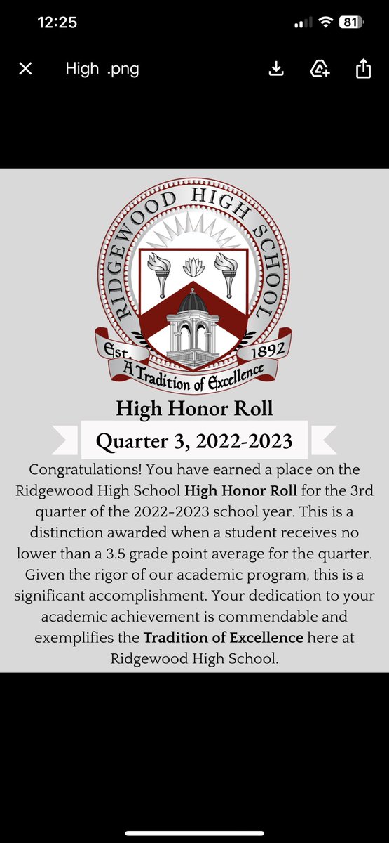 Happy to have made high honor roll for all 4 quarters of junior year