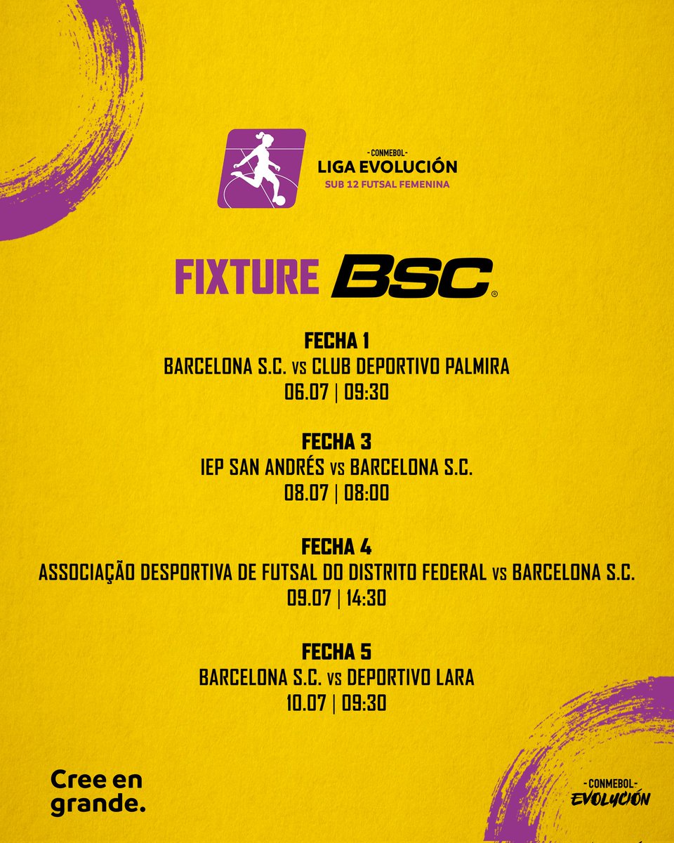 BSCEutimios's tweet image. ➡️ Conoce las fechas y horarios de la participación de nuestra #Sub12Futsal en el Torneo #LigaEvoluciónConmebol 🟡⚫️

Más detalles en: barcelonasc.com.ec/2023/07/05/sub…