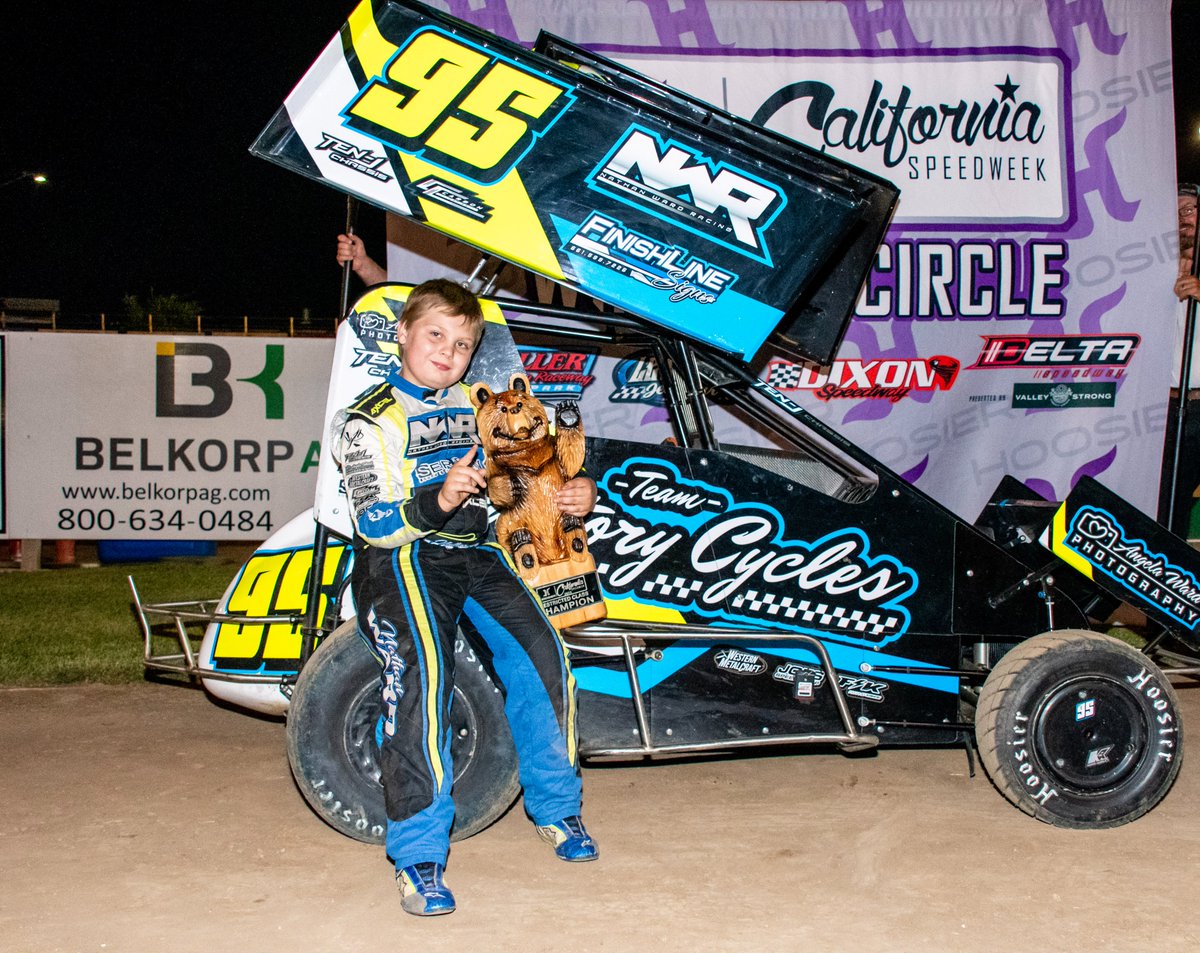 CASpeedweek's tweet photo. Meet the champions of the 2023 @HoosierTire California Speedweek!

Super 600 and Non-Wing: Caden Sarale - Stockton, Calif.
Restricted: Nathan Ward - Bakersfield, Calif.

Championship night recap can be found at: https://t.co/2JZDvBX1hf https://t.co/wAKqyMY8ka