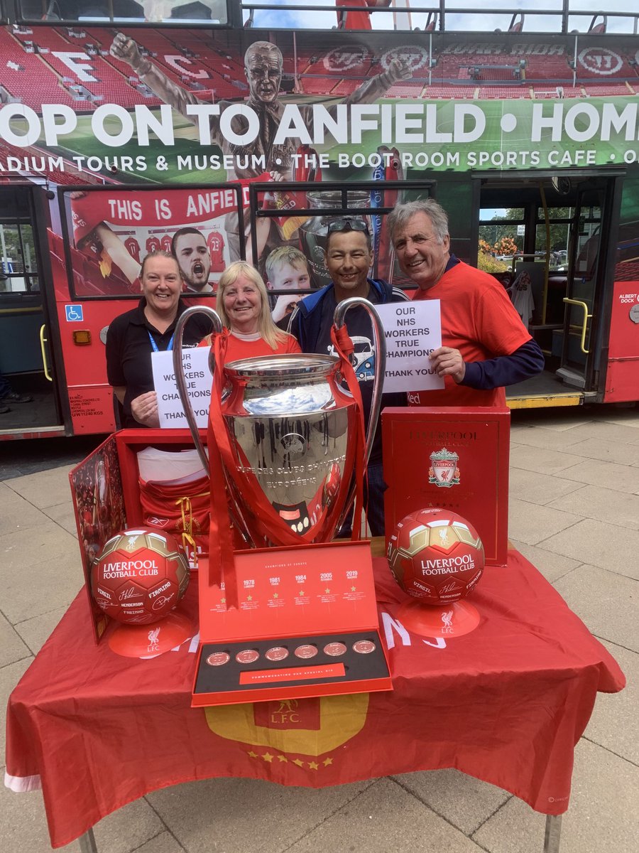 Alan Kennedy and Margaret Aspinall with the European Cup at Whiston Hospital to celebrate 75 years of the NHS 🔴⚽️🏆 #LFC #YNWA #NHS