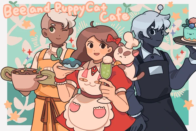Be and Puppycat Cafe Fanart🐝🩵 #BeeandPuppycat