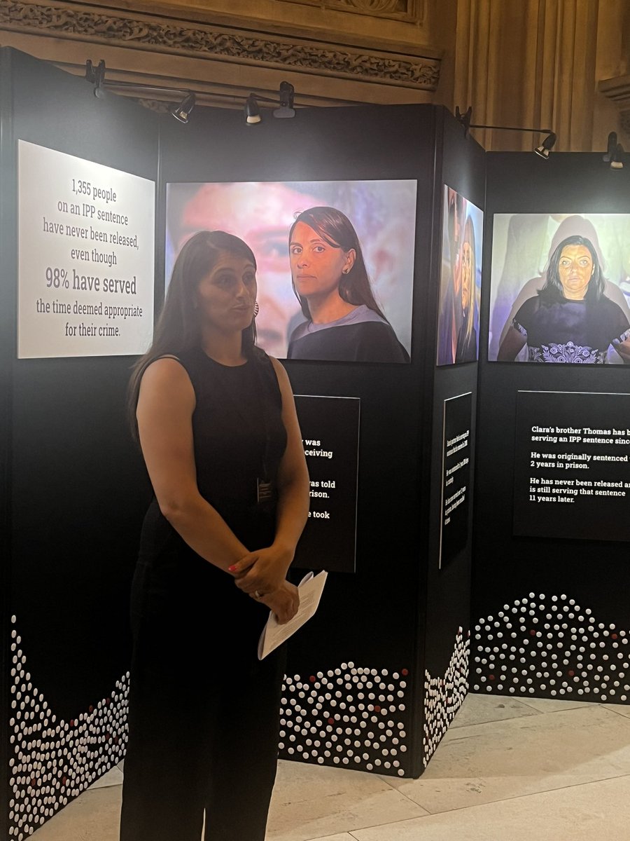 Good to attend a powerful photo exhibition telling the human stories and cruelty of the #IPP sentence and the vital work of <a href="/UNGRIPP/">UNGRIPP</a> Chilling the white dots represent those still serving an IPP sentence and the red ones those who have died as a result of its impact.