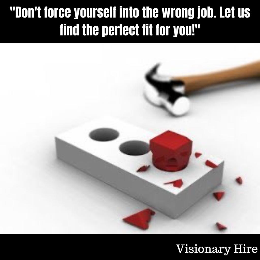 #VH #visionaryhire #CareerCompatibility #FindYourFit #RightJobRightFit #FollowYourPassion #JobSatisfaction #CareerGrowth #SquarePegRoundHole #JobMatch #CareerAlignment #CareerAdvice #WorkLifeBalance #DiscoverYourCalling #DreamJob #ChooseWise #ProfessionalFulfillment #recruiter