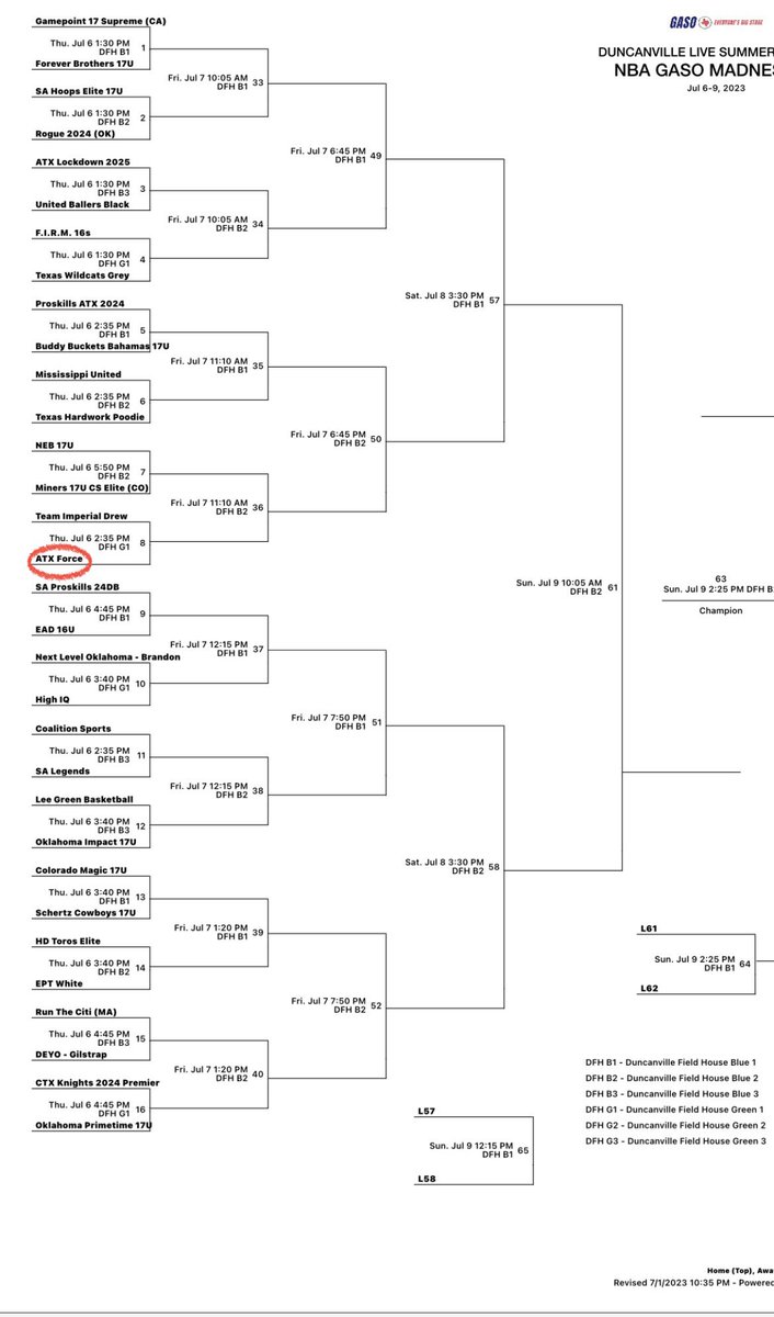 July 6-9 in Duncanville. Come watch us play at @TexasHoopsGASO @BallerTV First game at 2:35 Fieldhouse. @TL_35 @BowieBasketbal1 @mvandy2 @ATXForce @Coach_ANixon @CoachGlenney @Coach_AFalke314 @CoachK_SU @StanBonewitz @Charlie_Hurd @CoachRockSU