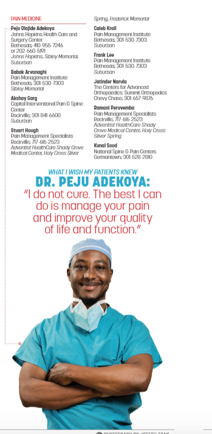 Our very own Top Doc Peju Adekoya also named Bethesda Top Docs 2023!