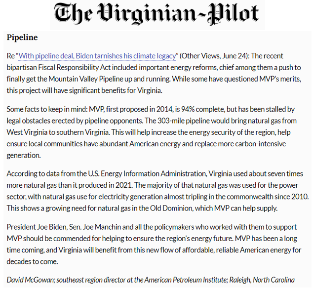 The Mountain Valley Pipeline is 303 miles of pipeline stretching from West Virginia into Virginia that will supply the Commonwealth with reliable natural gas and solidify the region's energy security. More from us in @virginianpilot: https://t.co/gpbs6WkUkX https://t.co/9yR8J9VY67