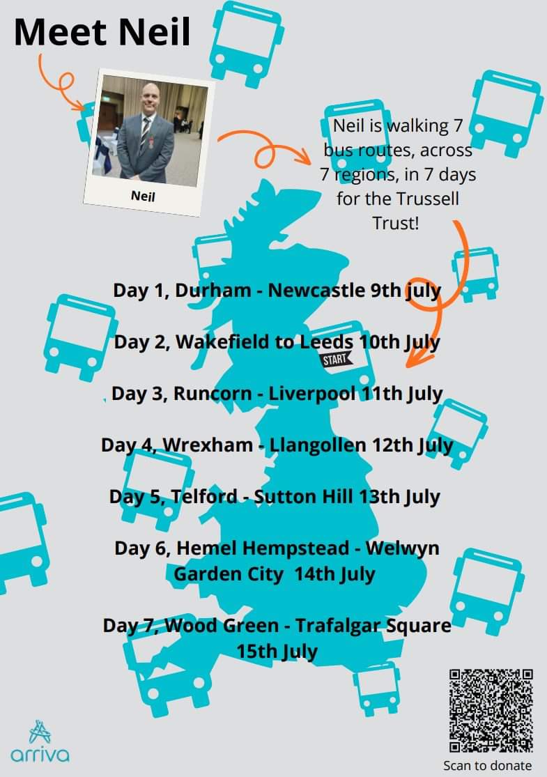 TheBuswalker's tweet photo. Only 4 days until until the #buswalkers hits the road for the last ride. 1 in 7 people face food poverty every day. Please support my walking challenge. https://t.co/r6oNtYMzo3
@BBCBreakfast @sallynugent @sammynanda @BBCNWT @BBCWales @RogerJ_01 @KatieWalderman @MurdishawM https://t.co/9RymN1qqiJ