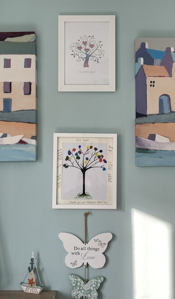 MrsDsfl's tweet photo. Back from holiday and getting organised. I received this beautiful tree picture with all my children from this year’s fingerprint on it as a leaving gift. It is up in my dining room. My wonderful @st_josephps family know me so well. I will treasure this forever! https://t.co/J2YoShfFuy
