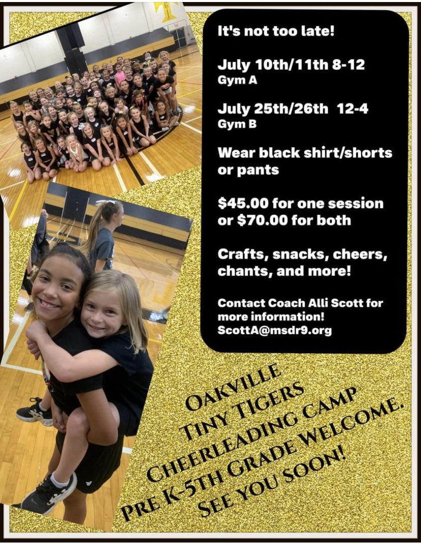 VarsitycheerOHS's tweet photo. It’s Tiny Tigers time! https://t.co/za6NcgWDqp