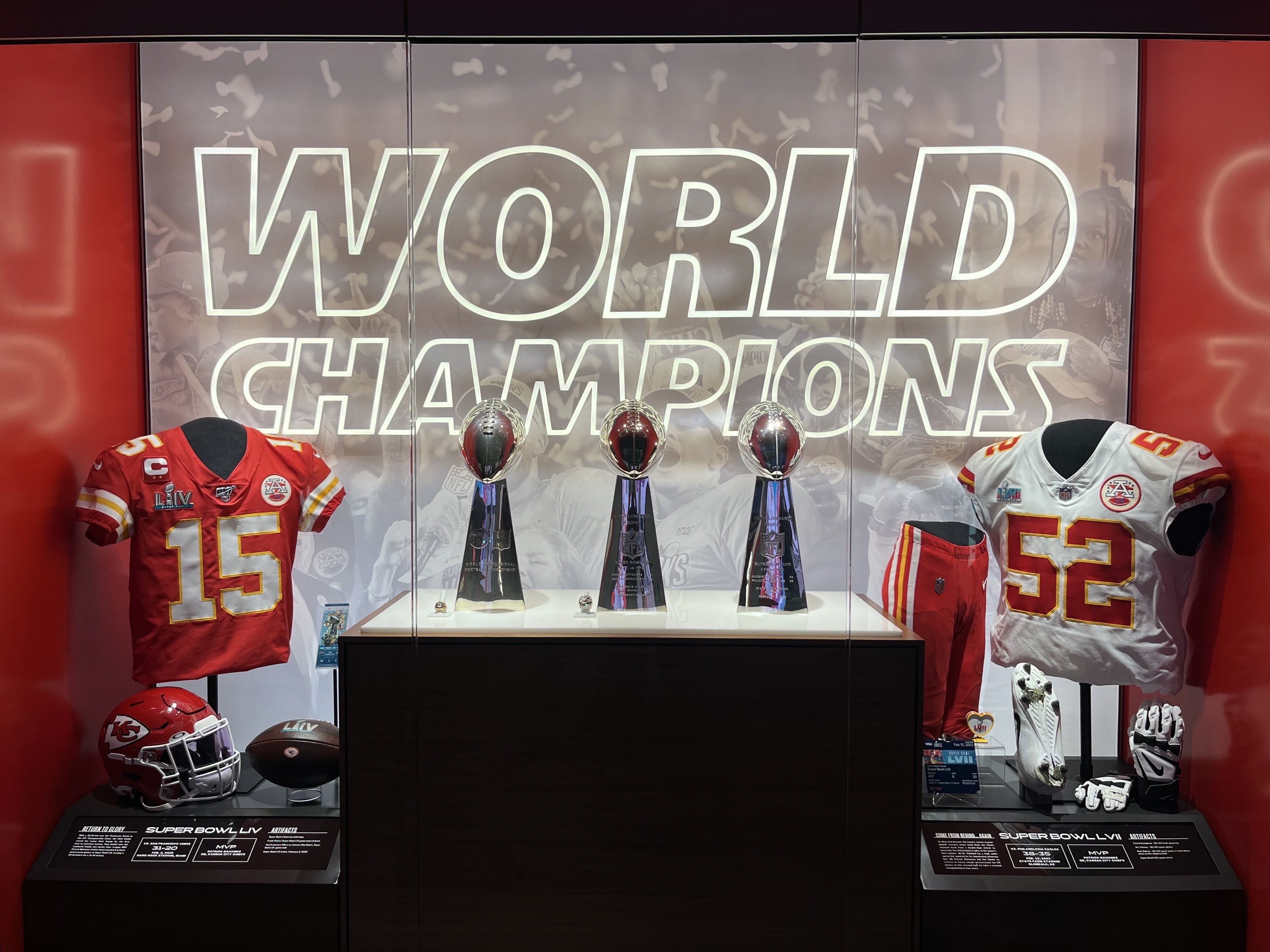 Matt McMullen on X: The Super Bowl LVII exhibit was installed in the Hall  of Honor over the weekend! The exhibit includes: 🏈 Nick Bolton's red  game-worn pants and cleats 🏈 Creed