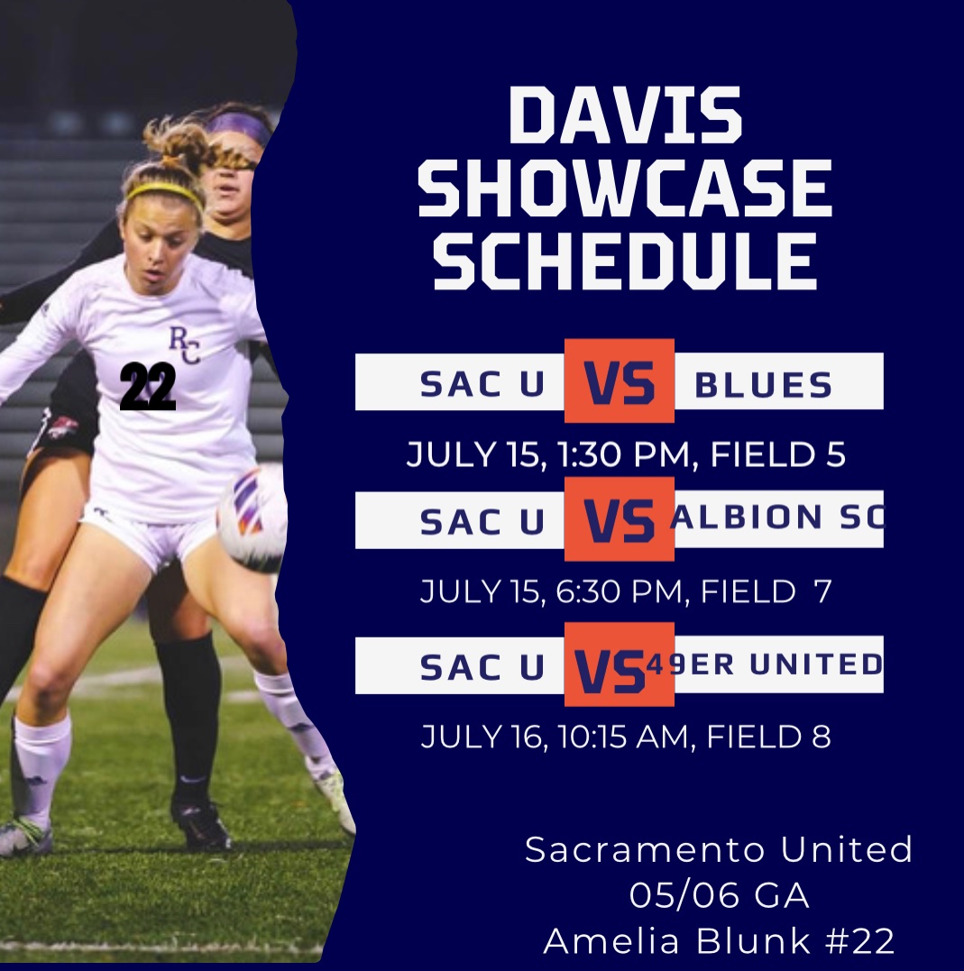 amelia_blunk_'s tweet photo. Davis Showcase is NEXT WEEKEND‼️ Here’s @SacUtd_soccer 05/06 GA schedule! ⚽️ https://t.co/Nz1qEAQjFl