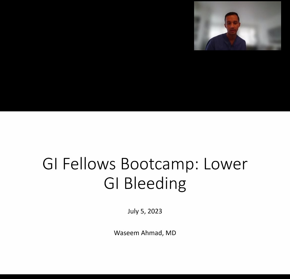 Fantastic talks this morning on the management of upper and lower GI bleeds 🩸to kick off our GI fellows bootcamp 🥾series - thank you Dr.Colin Feuille &amp; Dr.Waseem Ahmad for the excellent learning! @colin_feuille