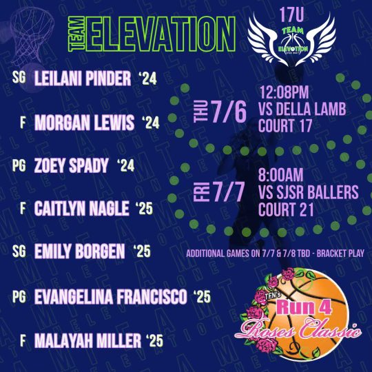 caitlynnagle25's tweet photo. My schedule for the @TFNsRun4Roses classic with @TeamElevationNJ! Looking forward to playing! https://t.co/s1ExopP0JZ