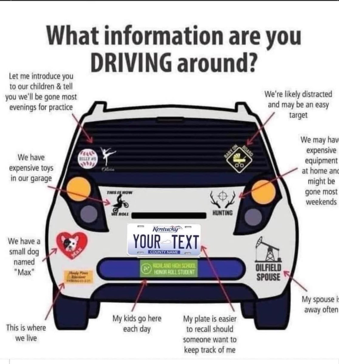 _NYACT's tweet image. Generic bumper stickers or decorations can be a better option for keeping your personal information safe.
#crimeprevention #autotheft #nyact #DMV #safetyfirst