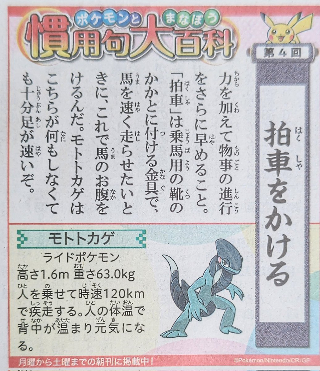 日刊ポケモン （読売新聞） #モトトカゲ