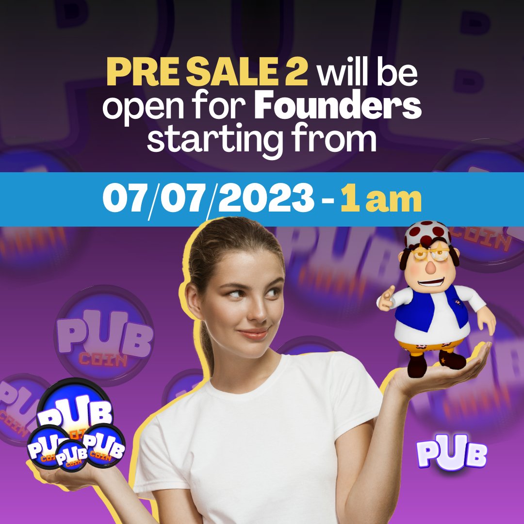 IoPubgame's tweet photo. PRE SALE 2 will be open for Founders starting from 06/07/2023 at 01:00 AM (UTC)!

Don't miss out on this opportunity! As a Founder, you will have early access to participate in PRE SALE 2 and acquire PGC tokens with exclusive benefits.

#PRESALE2 #Founders #PGC #metaverse https://t.co/TlNjcz0lv7