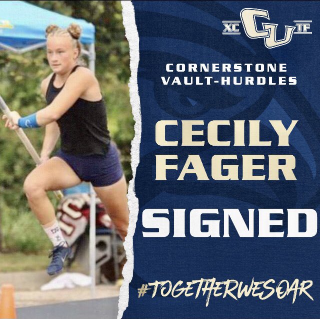 🚨🖊🚨

We are blessed to announce the signing of Cecily Fager, from Legacy Christian Academy. Welcome to our family Cecily!
🏃🏼‍♀️: Vault &amp; Hurdles 
📍: Cedar, Minnesota
📚: Exercise Science &amp;
        Biblical Studies 
#TogetherweSOAR
#twelvefootclub