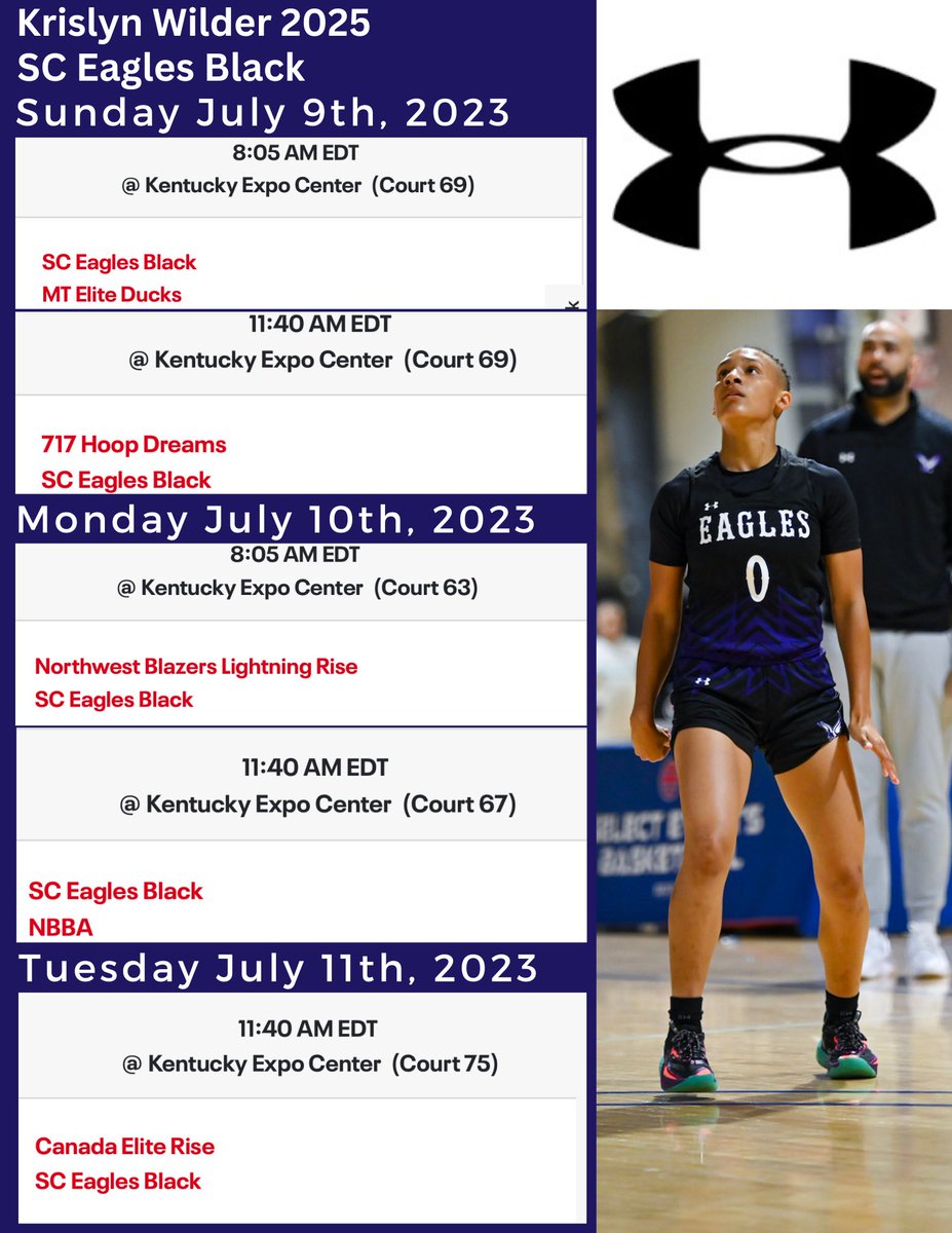 Krislyn Wilder (@krislyn_wilder) on Twitter photo Excited to to compete with my teammates this weekend in Louisville, Kentucky.
Here’s our schedule!!! <a href="/SCEaglesAAU/">SC EAGLES AAU</a> Excited to to compete with my teammates this weekend in Louisville, Kentucky.
Here’s our schedule!!! <a href="/SCEaglesAAU/">SC EAGLES AAU</a>