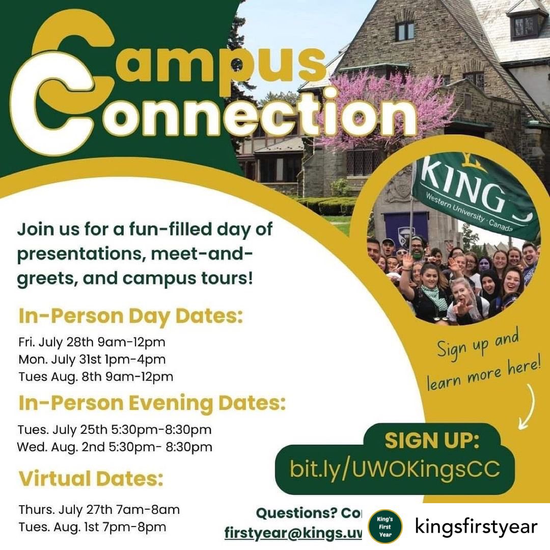 Our <a href="/KingsAtWestern/">King's at Western</a> Campus Connection Program is a great way to connect with fellow students and learn how you Be, Become and Belong! If you are a first year or first time student register today! kings.uwo.ca/future-student…
