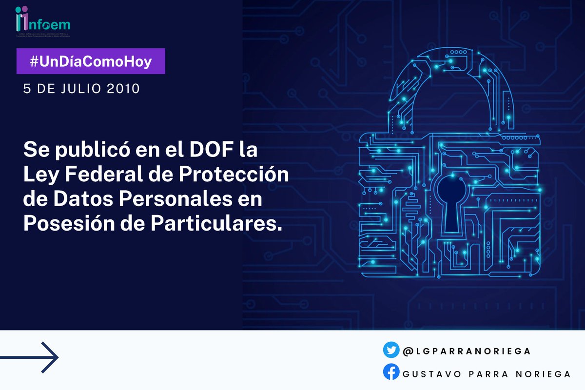 lgparranoriega's tweet image. Hace 13 años se publicó esta Ley, que hizo posible una protección real a nuestra información personal en manos de particulares, a partir de distintas iniciativas que presentamos.
Hay mucho que hacer para promover el derecho y seguir impulsando la #autodeterminacióninformativa.