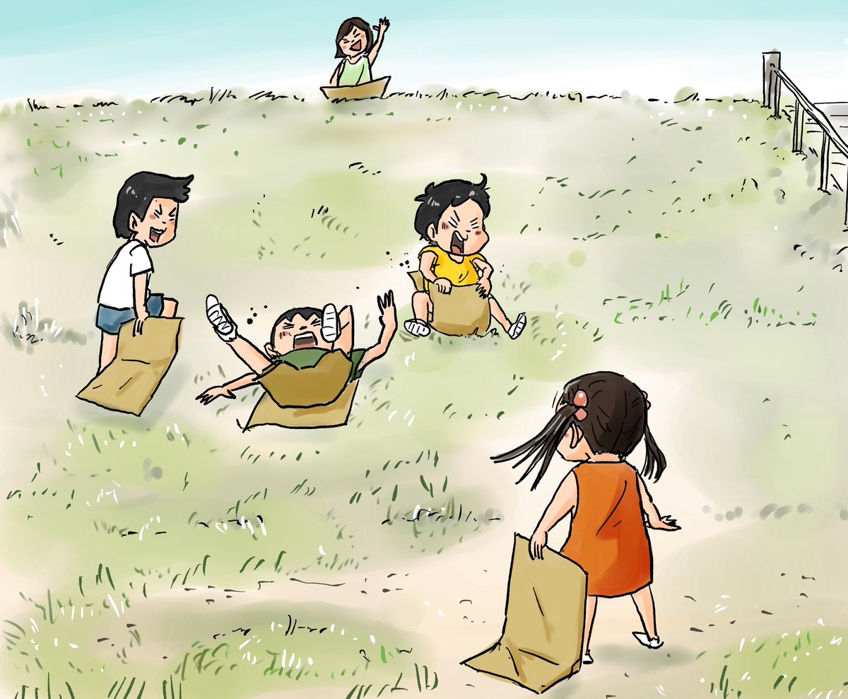 段ボールで土手すべり https://t.co/NUsAqx69IG