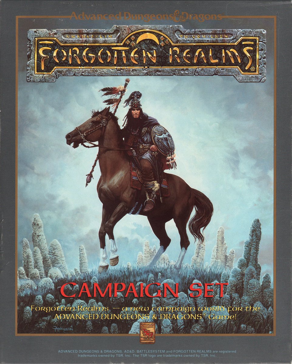 36 Years Ago: Forgotten Realms Campaign Set was released. This 1e boxed set is renowned for its intricate lore and intricate storytelling, allowing players to become fully immersed in the realm's history, politics, and conflicts.
#dnd #TBThursday #tbt 

forgottenrealms.fandom.com/wiki/Forgotten…