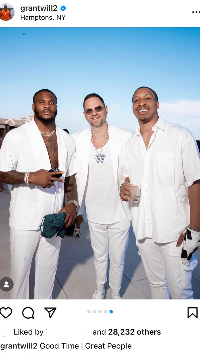 What are the odds Micah Parsons — a noted Luka fan (and honestly every NBA team fan lol) — had anything to do with the Mavs finally getting this Grant Williams trade to work? Williams posted 2 photos with Parsons on Instagram yesterday at Michael Rubin’s celebrity white party.