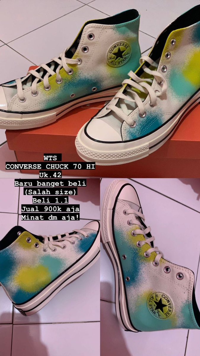 yyaaabackup's tweet photo. HALO GUYSSS, WTS CONVERSE CHUCK 70 HI UK.42 DIJUAL 900K AJA!! dom kab. bogor yaaahhh, minattt? dm ak ajjaa ya. bntuuu rt, likes guys butuh bgt uang🥺
#zonauang #jual #jualansepatu https://t.co/7HCSXBEZwF