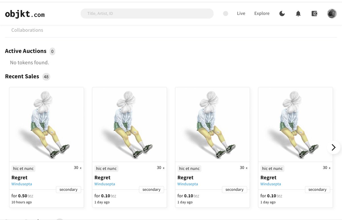 GM!
Just got notification sales of this piece on secondary and still going 😊
#NFTsales 
#nft
#NFTCommunity 
#tezos 
#tezoscommunity 
#tezoscollector