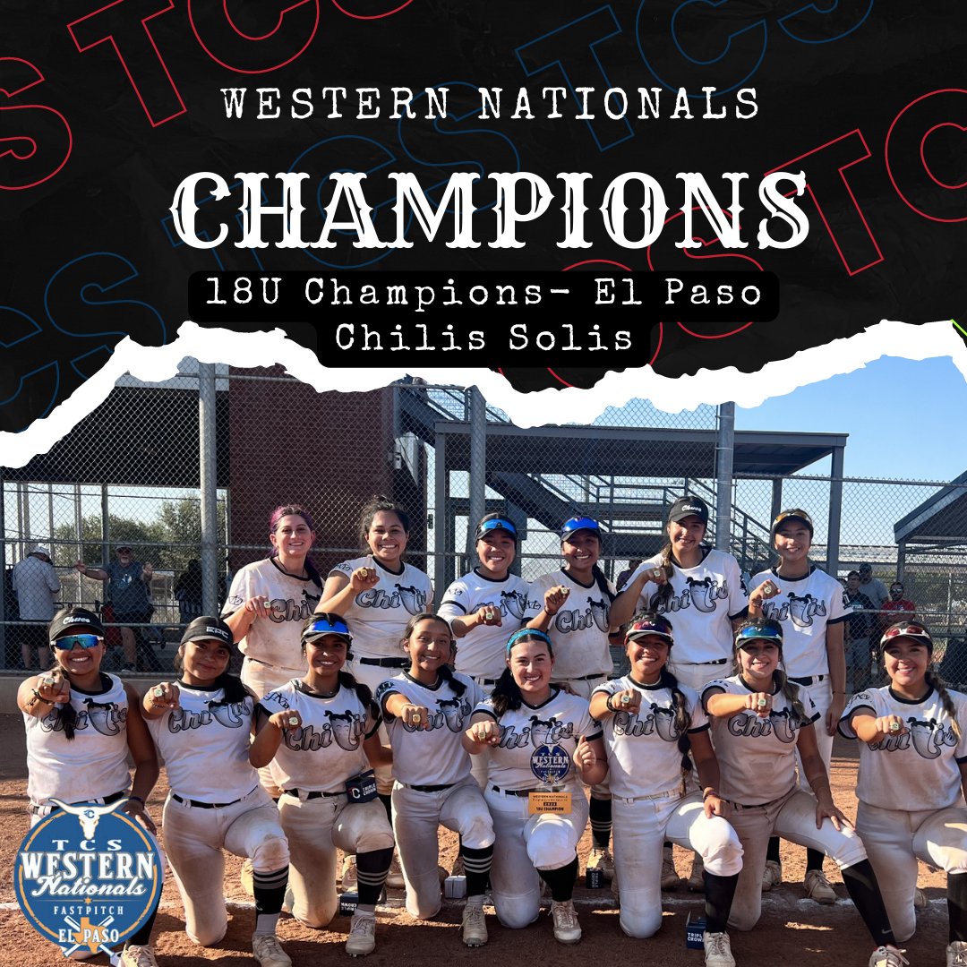 TCSFastpitch's tweet photo. Western Nationals Champions! 🚨
12U Champions- Level Up
18U Champions- El Paso Chilis Solis @Chilissolis
12U RU Champions- Chilis Rodriguez 
18U RU Champions- Bat Club USA Lady Rangers @BCLadyRangers https://t.co/Igw0xqYyd2