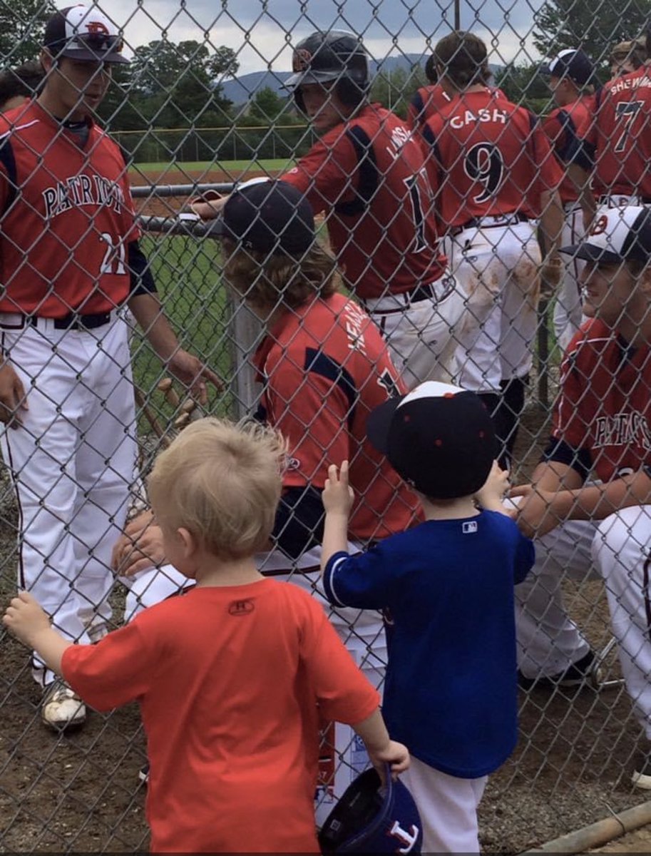 Love this pic of the <a href="/DallasPatriots/">Dallas Patriots</a> 17u team from 2015. My twins soaking it all in! Time flies!  Pictured are <a href="/MLB/">MLB</a> and pro guys <a href="/brady_lindsly/">Brady Lindsly</a> <a href="/jonathanheasley/">Jonathan Heasley</a> <a href="/RyanCash7/">Ryan Cash</a> and <a href="/bradenshewmake/">Braden Shewmake</a>. Great team. Won Back-to-Back-to-Back-to-Back <a href="/PerfectGameUSA/">Perfect Game USA</a> World Series Titles in