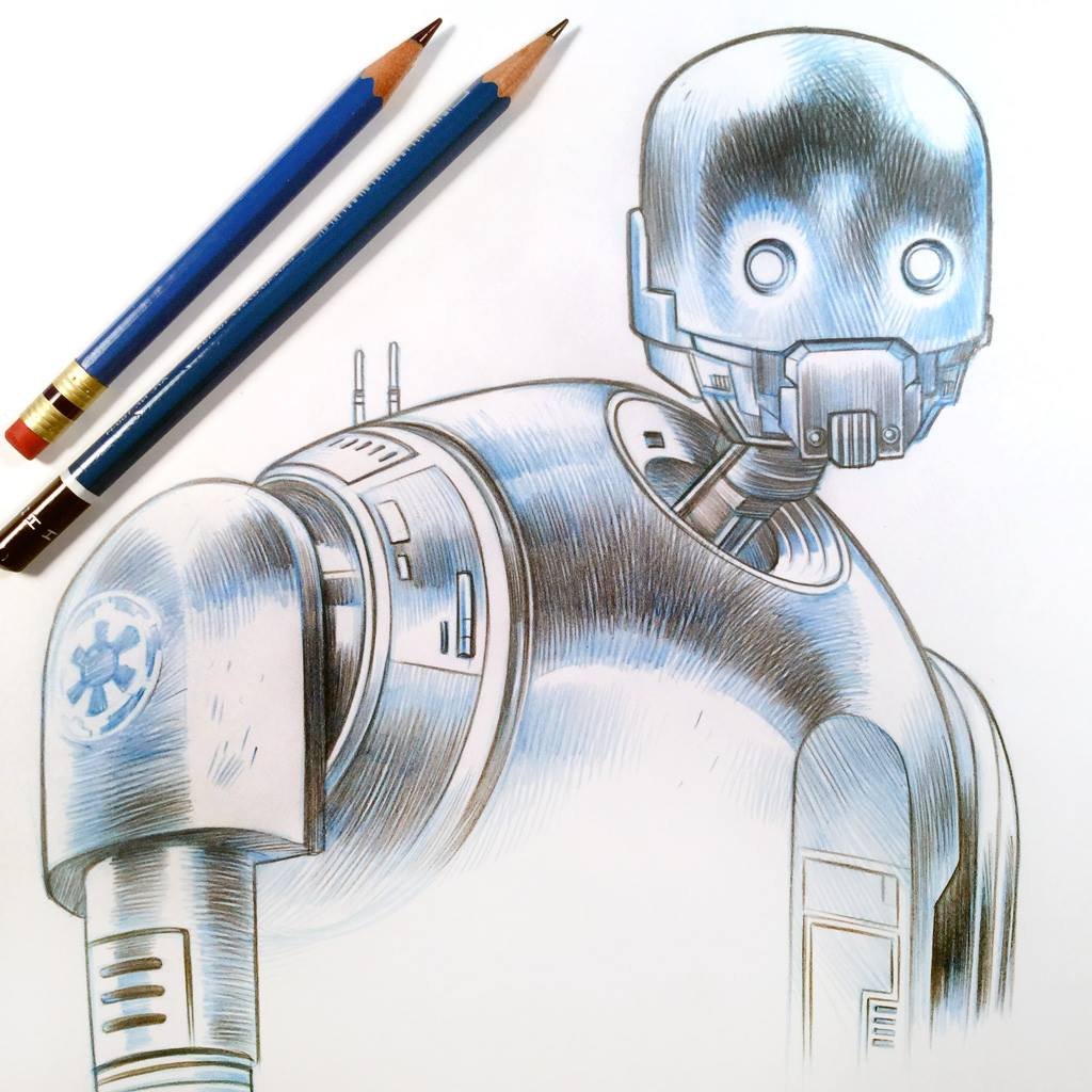DMACalvert's tweet photo. Pencil K2-S0 from 7 years ago today.

#StarWars https://t.co/uJFlAcYzjc