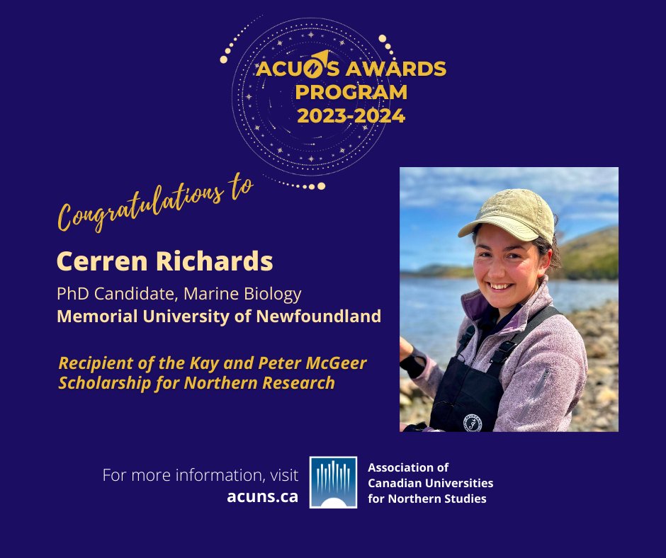 Congratulations to the 2023-2024 recipients of the ACUNS Awards Program!
@chrisgoldhar, @ClaudiaNWT, <a href="/haidalucy/">Lu Bell (‘ll/jaadaa/she/her)</a>, <a href="/CerrenRichards/">Cerren Richards</a> 
Learn more about the winners on our website: acuns.ca
Thank you to our generous donors: The Blake Family and the McGeer Family