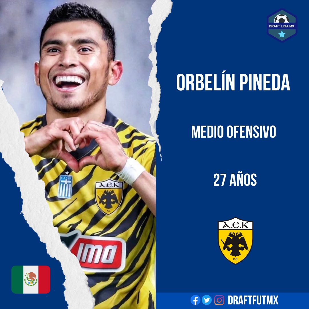 DraftFutMX's tweet photo. OFICIAL.

AEK Atenas FC hizo válida la opción de compra por Orbelín Pineda hasta 2027. 🇲🇽⚽️

➡️ Anteriormente pertenecía a RC Celta de Vigo.

#MexicanosPorElMundo https://t.co/kht8FpKtMC