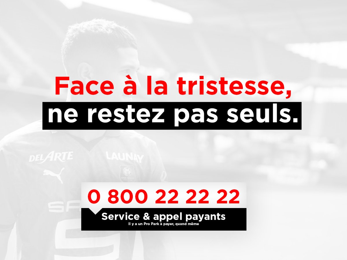 RoudBoys's tweet photo. L'En Avant Guingamp annonce la mise en place d'un numéro rouge et noir pour les supporters se sentant impactés émotionnellement par le transfert de Ludovic Blas au Stade Rennais. https://t.co/G7P3w1mjDM