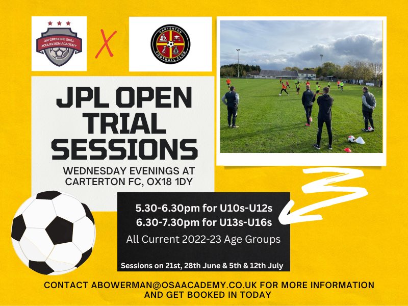 Busy evening at our Carterton open sessions. It’s been another great block with lots of new players in attendance ⚽️

We have one session left before pre season. 

We can’t wait to bring JPL football to West Oxfordshire, so get in touch today to be part of something exciting