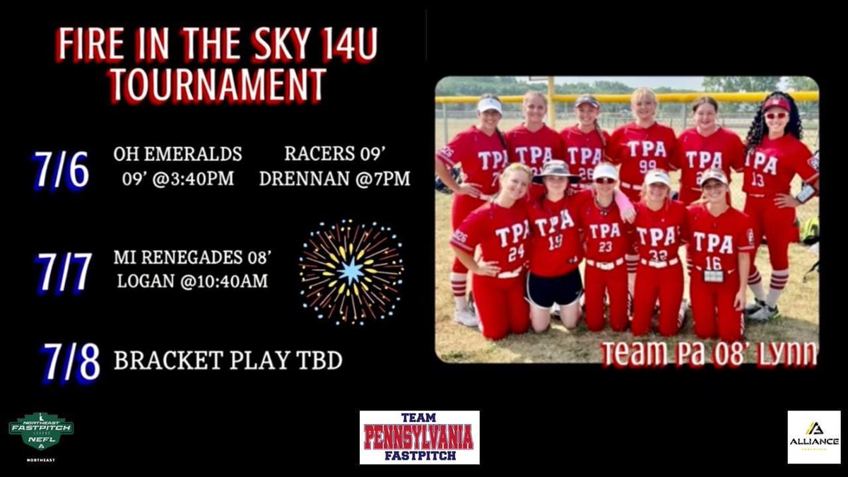This weekend we head to Orrville, Ohio for Fire in the Sky, wish our girls luck as we continue our season!!!! <a href="/teampafastpitch/">Team Pennsylvania Fastpitch</a>