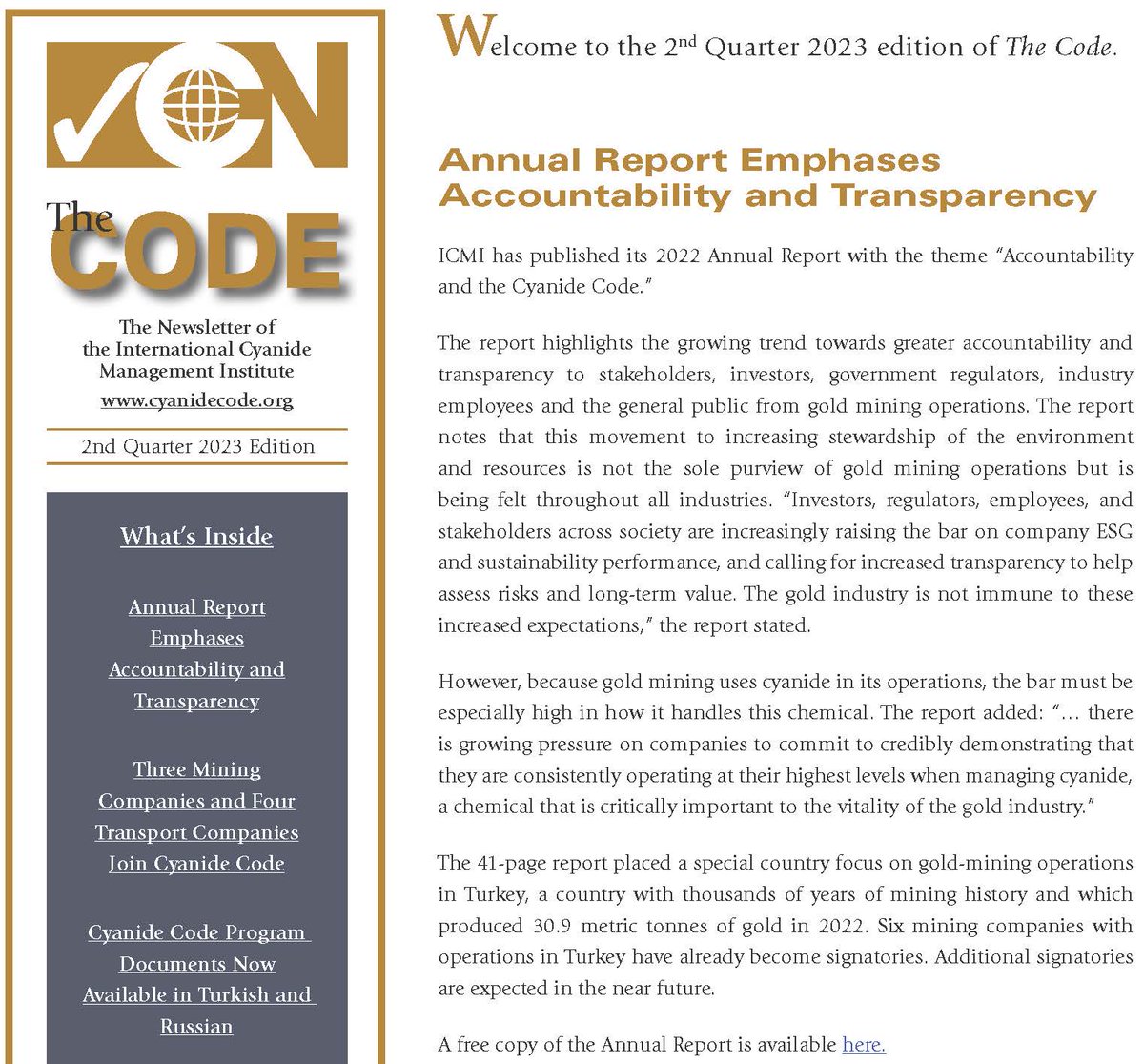 The Q2 2023 edition of our quarterly newsletter The Code has been released. You can read it here: ow.ly/rmvX50P4k4R