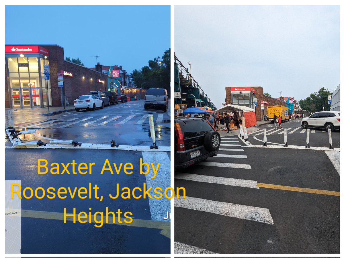 twowheelsg's tweet photo. Another #flexpost restoration completed by 311 ticket to @NYC_DOT on Baxter Ave at Gleene St by 83rd St and Roosevelt Ave beside #Answer_Triangle Park in Jackson Heights Queens. Pics: June, July 2023. https://t.co/MA1gUxCGn4