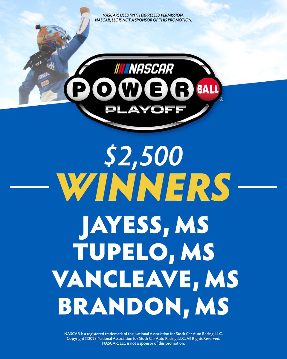 The FINAL drawing for the NASCAR Powerball promotion occurred this morning! Congrats to today's winners! Don't forget to enter our Summer of Fun promotion to win prizes weekly until Aug. 28! Read more here: https://t.co/Qy60pfMquZ #havefunyall https://t.co/XNWo80HQ12