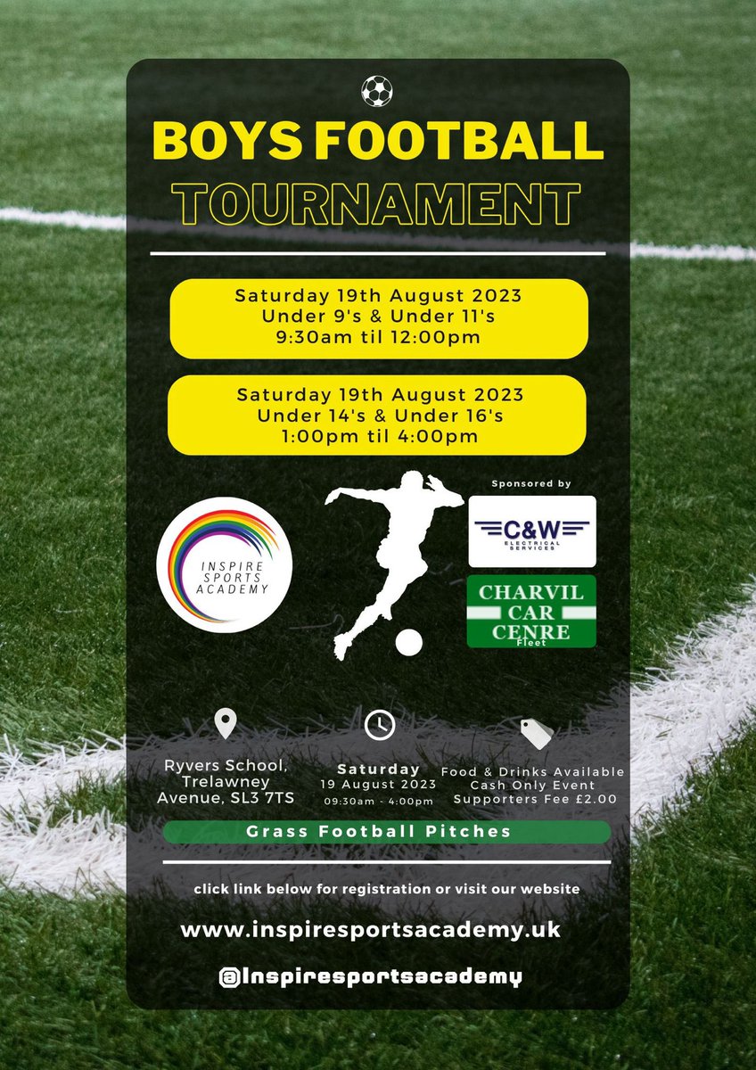 InspireSportsA2's tweet photo. Our brand new football 7-a-side football tournament ⚽️
Saturday 12t August- Girls 
Saturday 19th August- Boys 

Age Groups 
Under 9’s
Under 11’s
Under 14’s
Under 16’s

📱 https://t.co/f0Djy5kpJb 

Venue-@RyversSchool https://t.co/Q42YeBXJBF