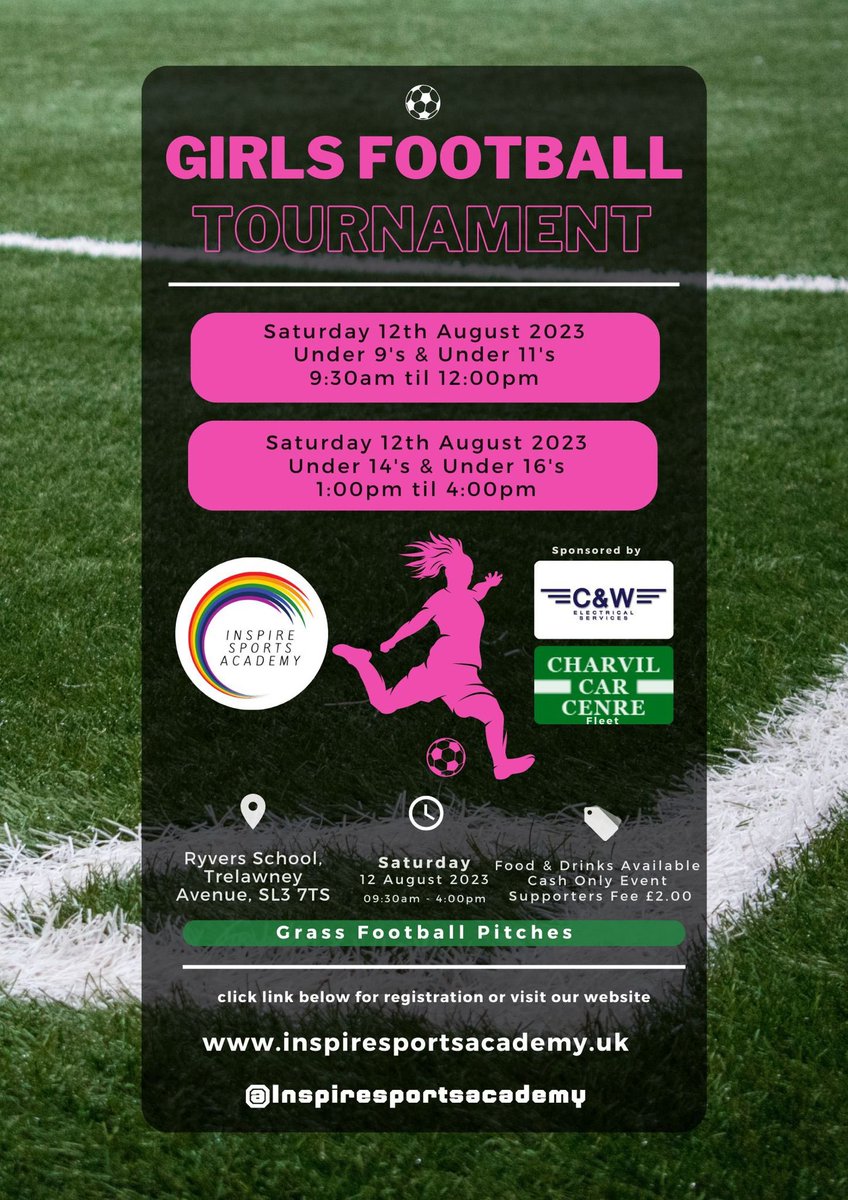 InspireSportsA2's tweet photo. Our brand new football 7-a-side football tournament ⚽️
Saturday 12t August- Girls 
Saturday 19th August- Boys 

Age Groups 
Under 9’s
Under 11’s
Under 14’s
Under 16’s

📱 https://t.co/f0Djy5kpJb 

Venue-@RyversSchool https://t.co/Q42YeBXJBF