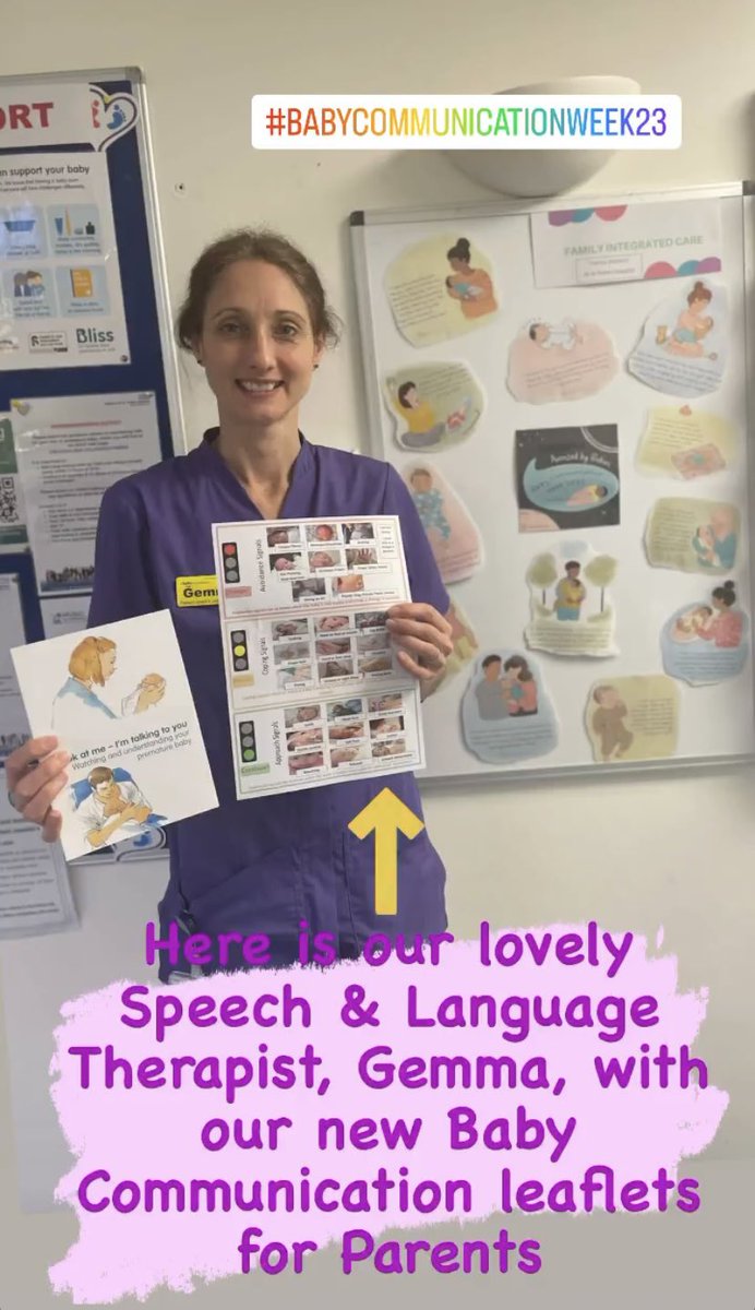 SLT_ASPH's tweet image. Paediatric SLT Gemma produced some new leaflets and materials to promote #babycommunicationweek on @StNicu #mySLTday @RCSLT
