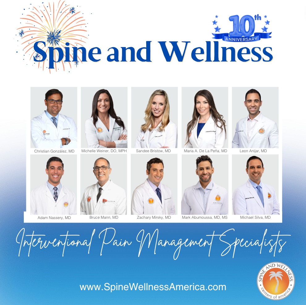 For the past 10 years, Spine and Wellness Centers of America has been serving patients in South Florida with the highest level of care and compassion using minimally invasive techniques to treat pain.

#painmanagement #southflorida #miami #pain #backpain #lowbackpain #neckpain