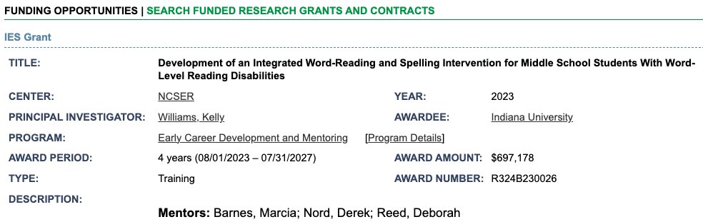 Way to go @DrWilliamsSPED! This is awesome!  Congratulations 🎉🎉👏👏🌟🌟Important work on #spelling and @wordreading interventions for #middleschool students!