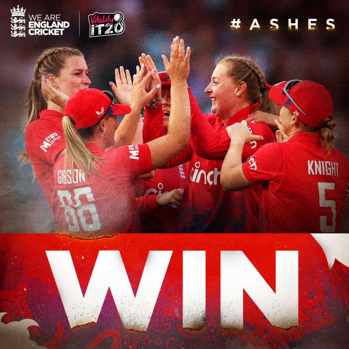 englandcricket's tweet photo. VICTORY AT THE KIA OVAL!!! 😍😍😍

ENGLAND WIN BY 3 RUNS!!!

#EnglandCricket #Ashes https://t.co/2Q8QAW7g7Y