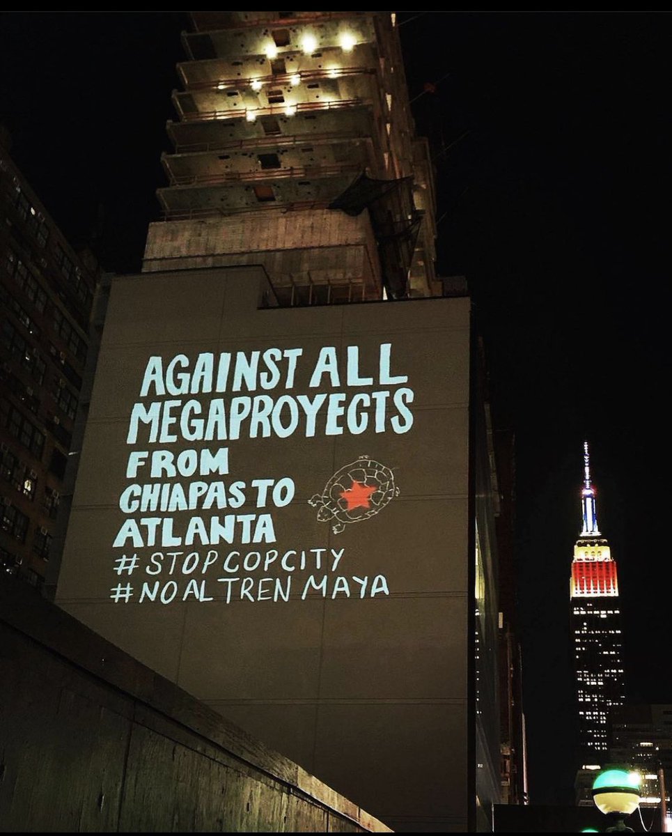 “Contra todos los megaproyectos desde Chiapas hasta Atlanta” visto Nueva York, EE. UU. ❤️🖤✊🏿🔥📸:<a href="/Semillas_Rise/">Semillas</a> #StopCopCity #NoAlTrenMaya