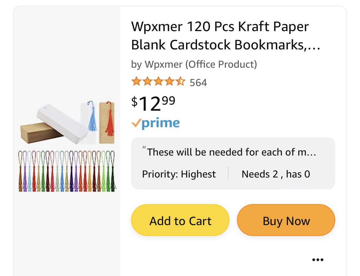 These  2 items will be needed for the 1st day of school. The labels will be used to label student notebooks📓 &amp; my students will be decorating/personalizing these bookmarks. 

I need 1 more pack of labels, &amp; 2 sets of the bookmarks. #clearthelist 

amzn.to/3PJWsCu
