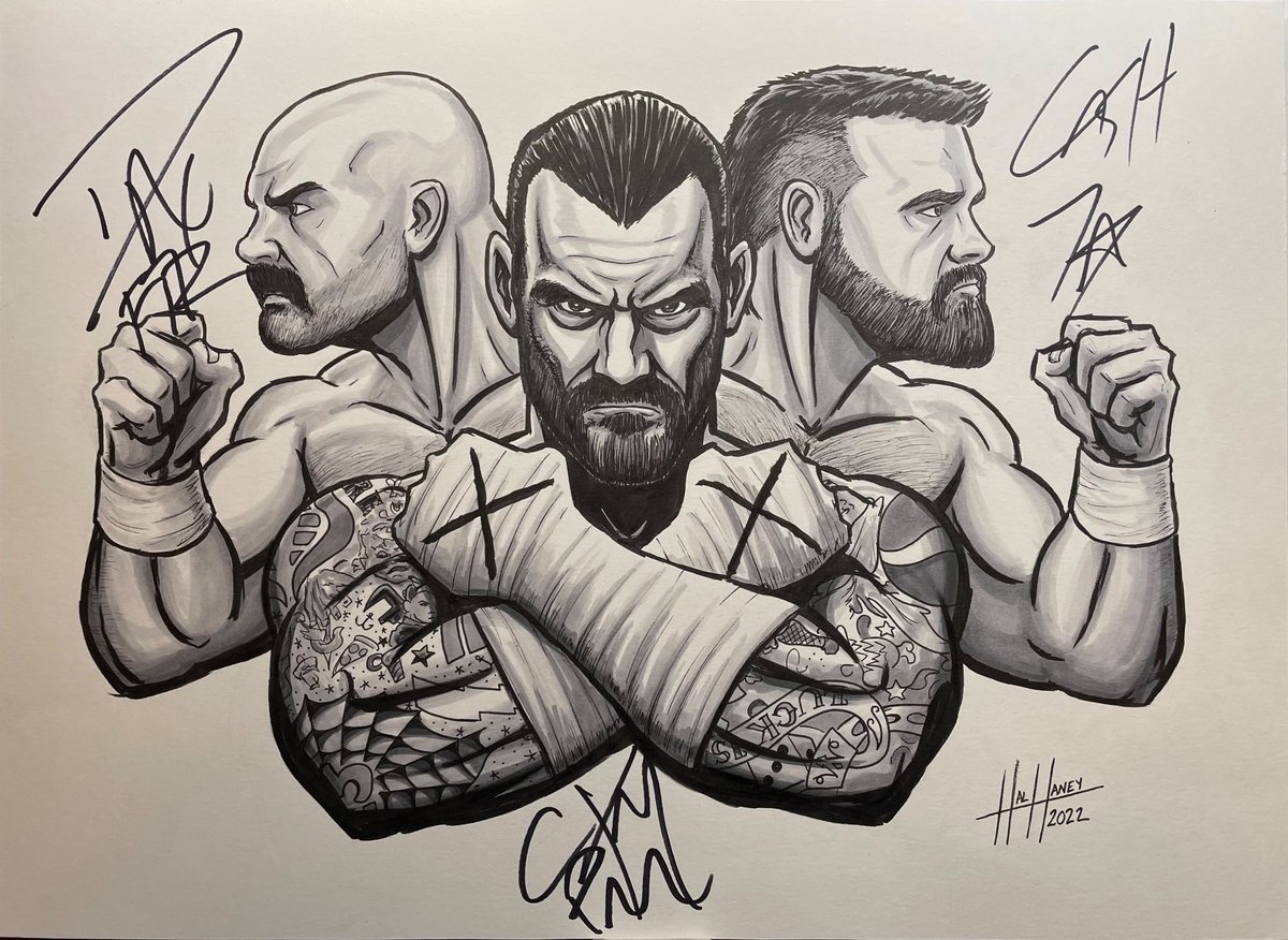 Just listed by me for sale on eBay: My 1/1 original CMFTR artwork signed by <a href="/CMPunk/">player/coach</a> @DaxFTR and <a href="/CashWheelerFTR/">Daniel “Cash” Wheeler</a> !! This is truly a one of a kind piece for a serious pro wrestling collector. Happy bidding!! ebay.com/itm/2256558743…